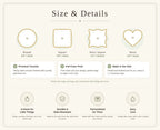Ring dish size guide: round and square 3.9 in, wavy square 4.1 in, heart 4.3 in