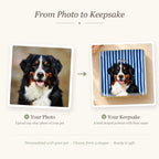 Before and after: pet photo turned into a colorful striped portrait ring dish