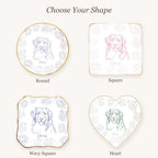 Floral pet sketch ring dish available in round, square, wavy square and heart shapes