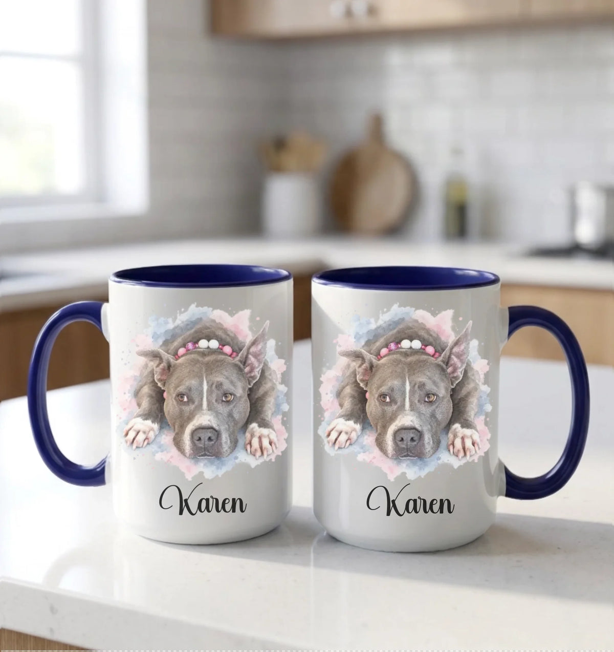 Blue accent mugs, both sides