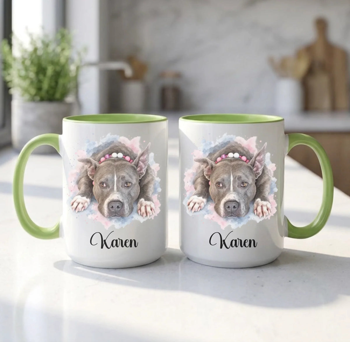 Light green accent mugs, both sides