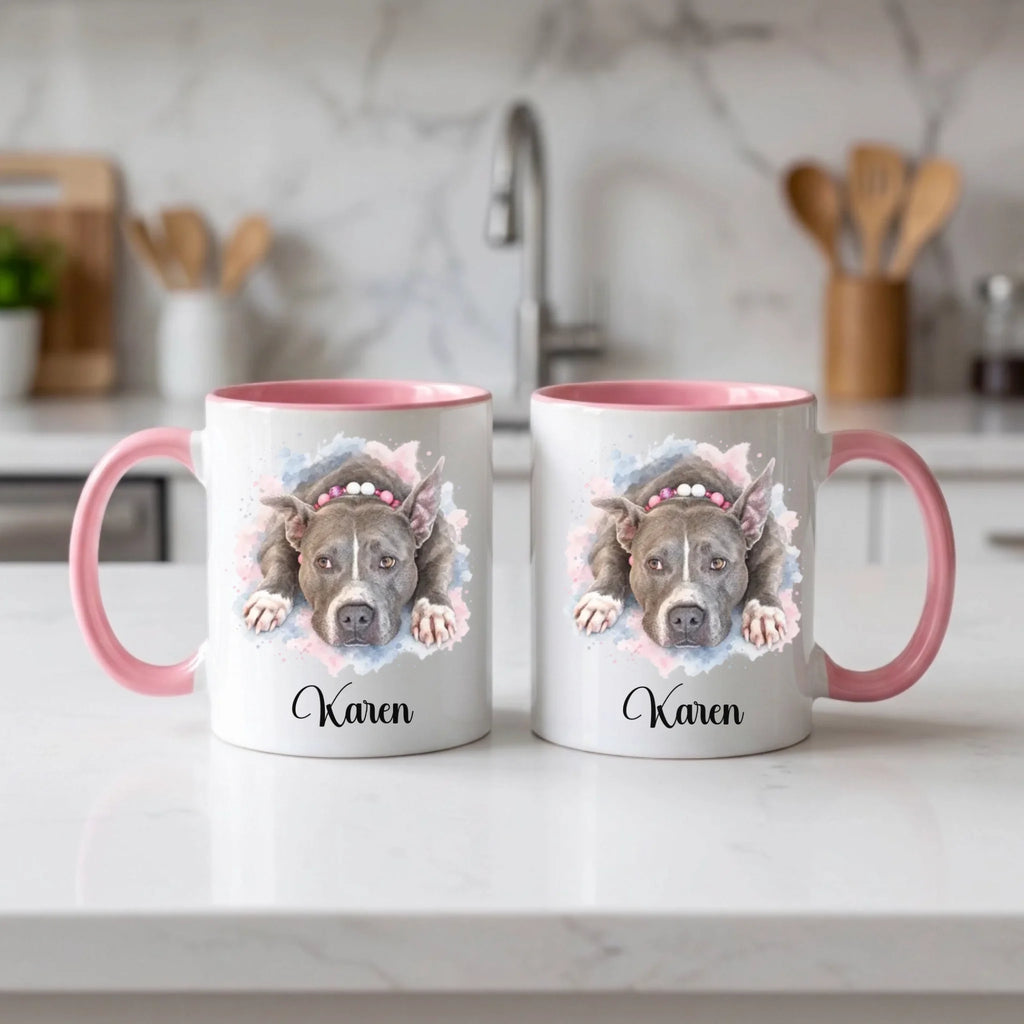 Pink 11 oz accent mugs, both sides