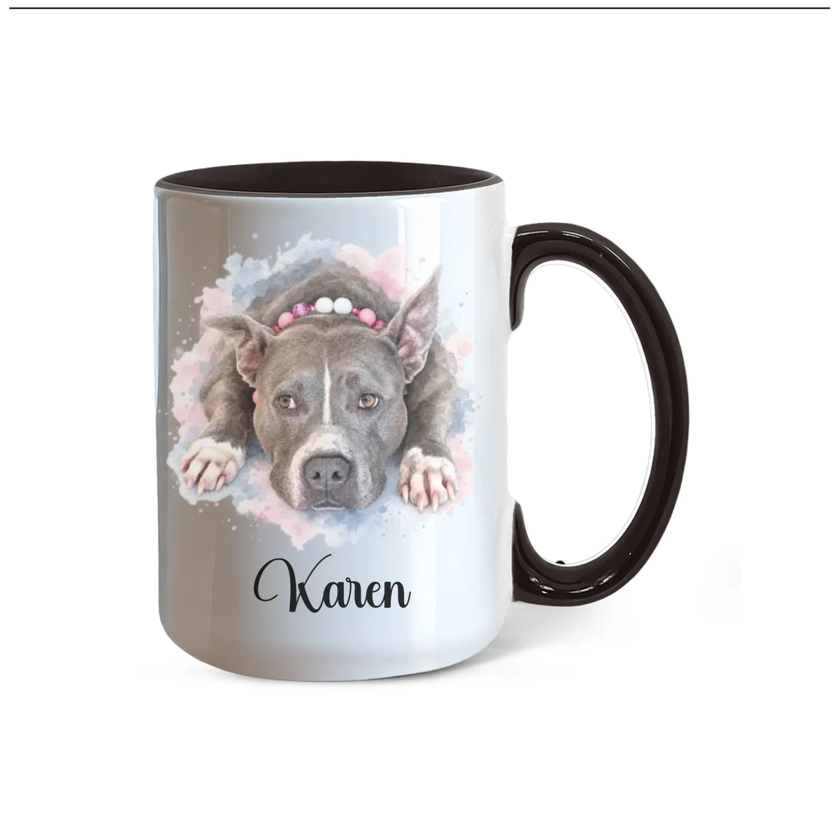 Black accent mug, 15 oz