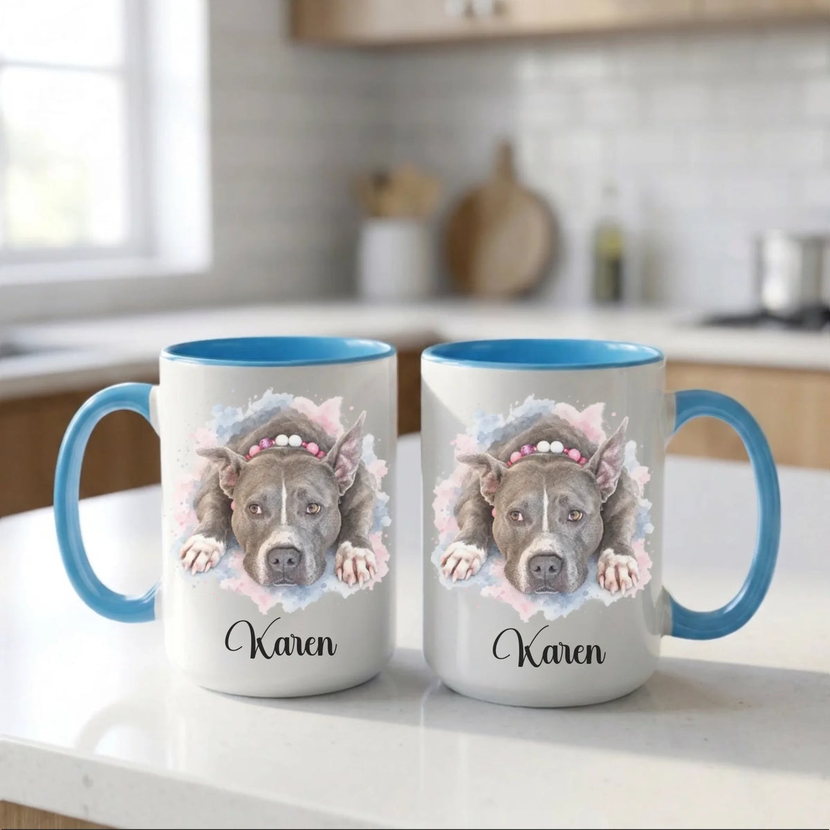 Light blue accent mug, 15 oz