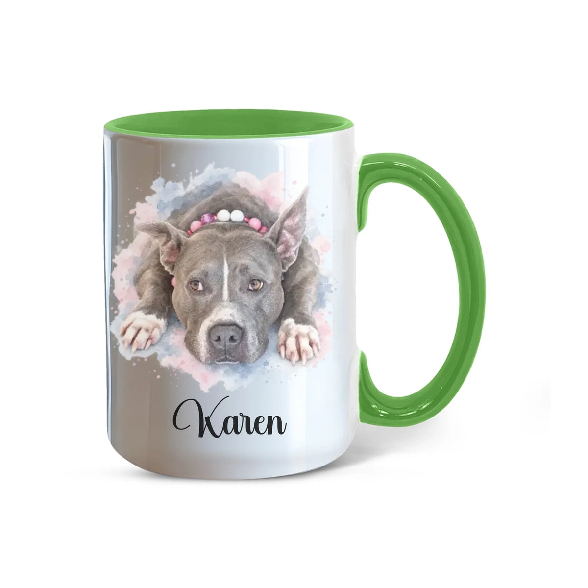 Light green accent mug, 15 oz