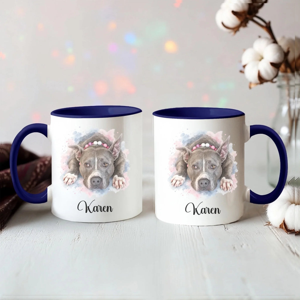 Light blue accent mug, 11 oz