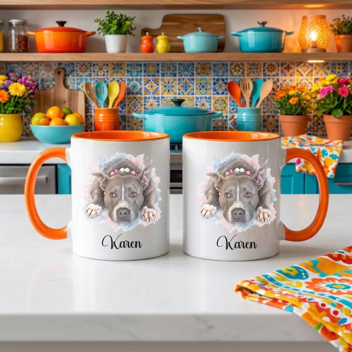 Orange accent mug, 11 oz
