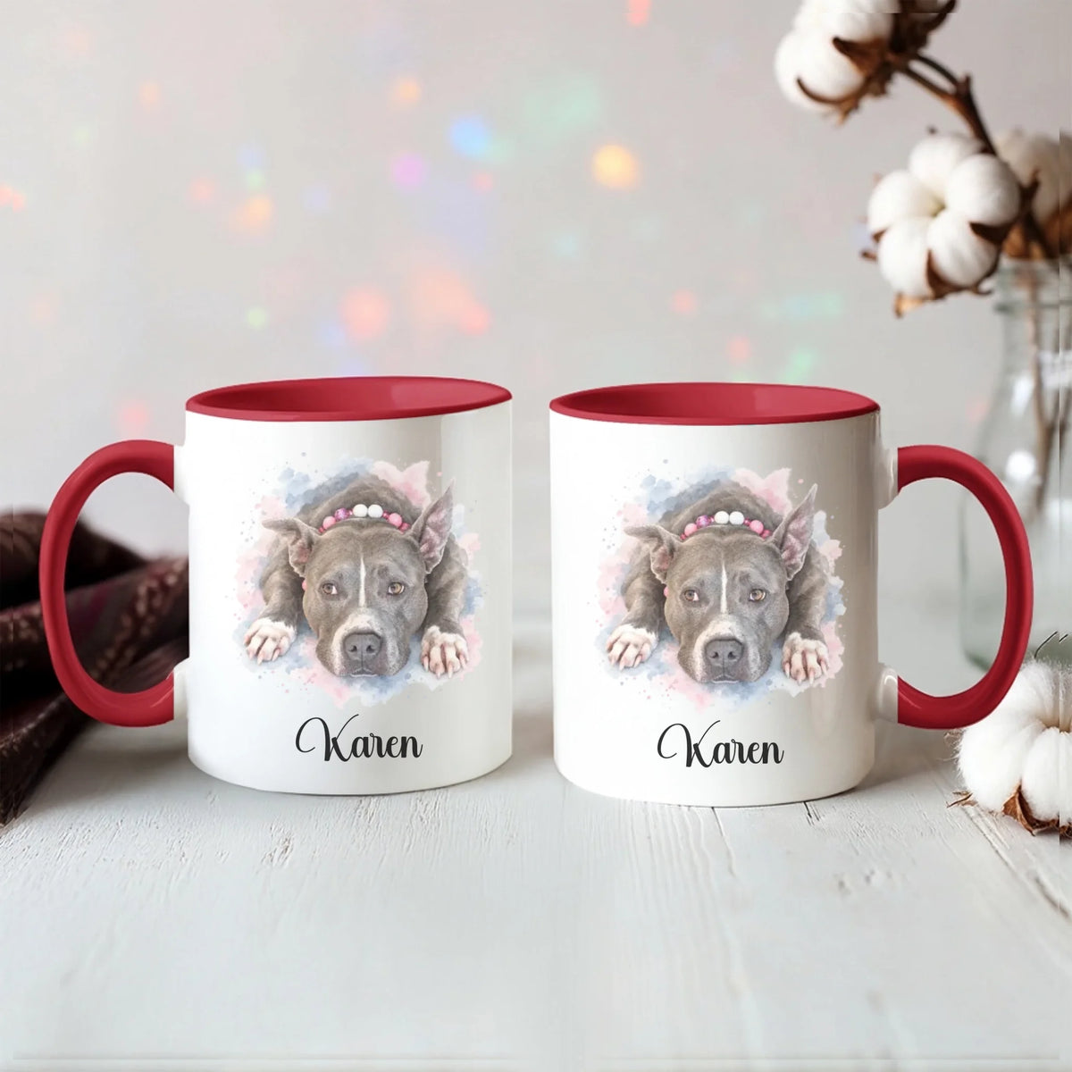 Red accent mug, 11 oz