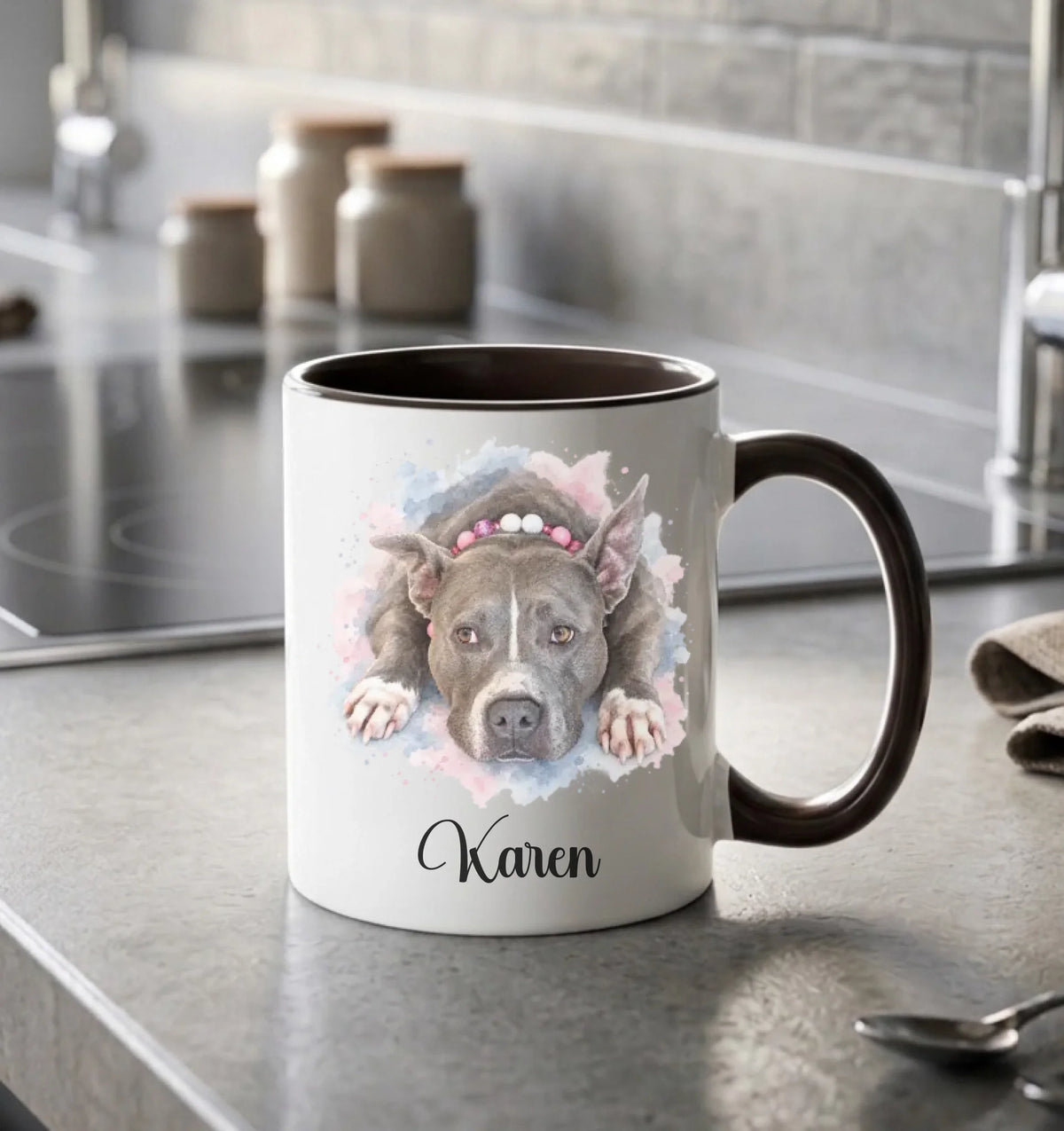 Black accent mug, 11 oz
