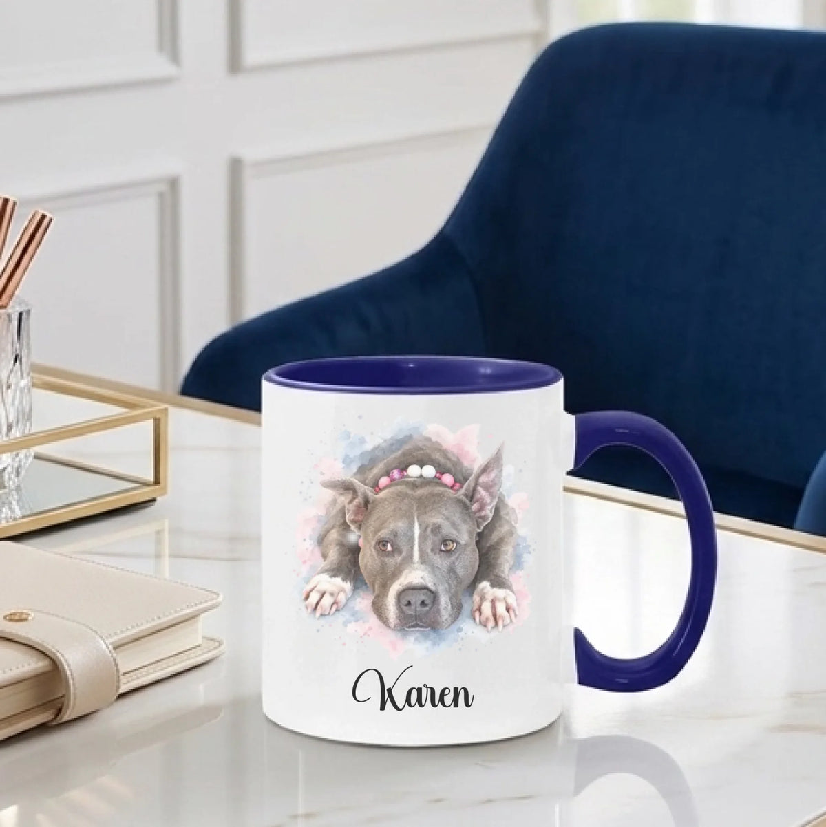 Midnight blue accent mug, 11 oz
