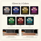 Paw memorial plaque glows in 7 LED colors
