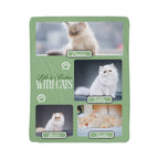 Product packaging with images of cats and text 'Life is Better With Cats' on a green background