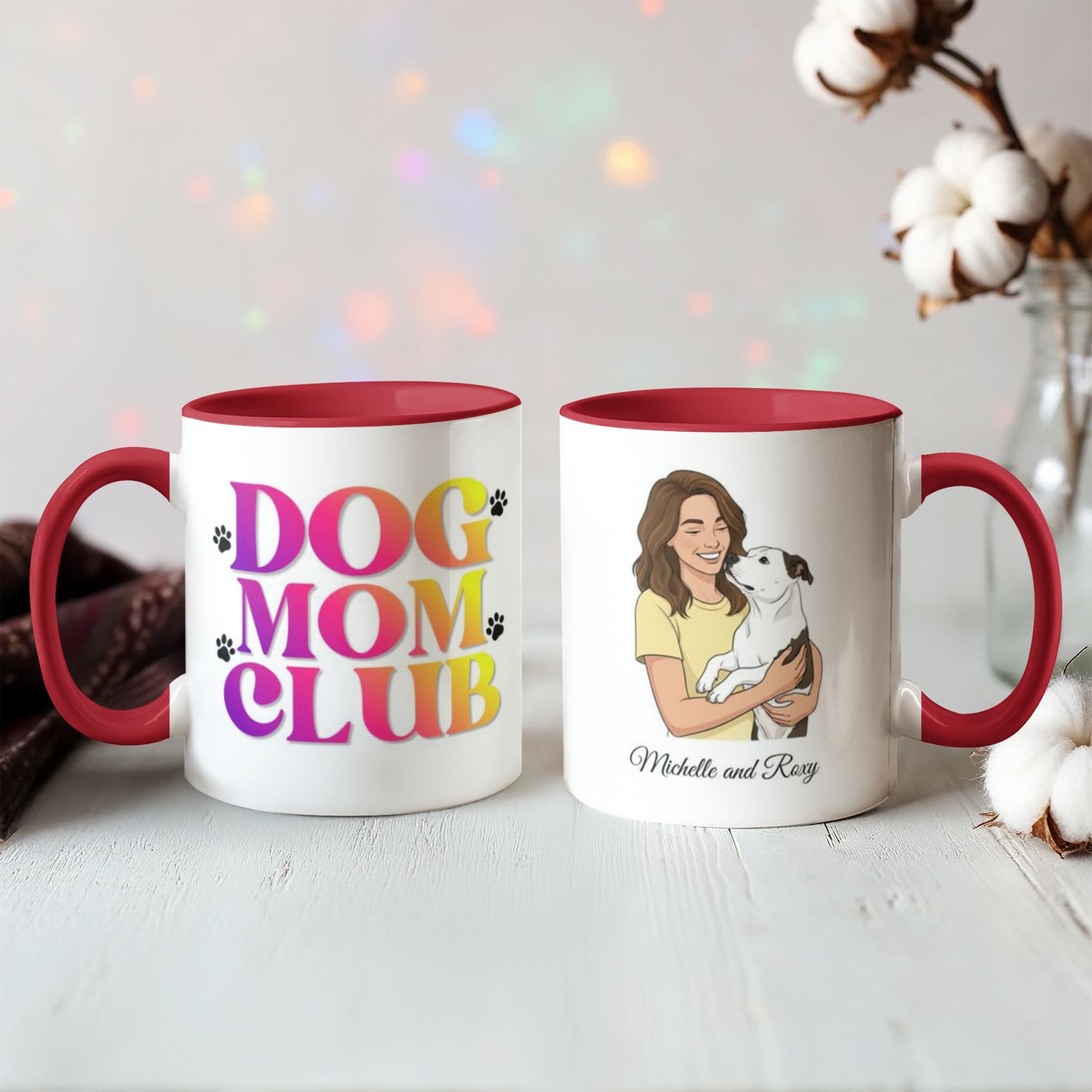 Retro Dog Mom Club Coffee Mug – Mom & Dog Illustration