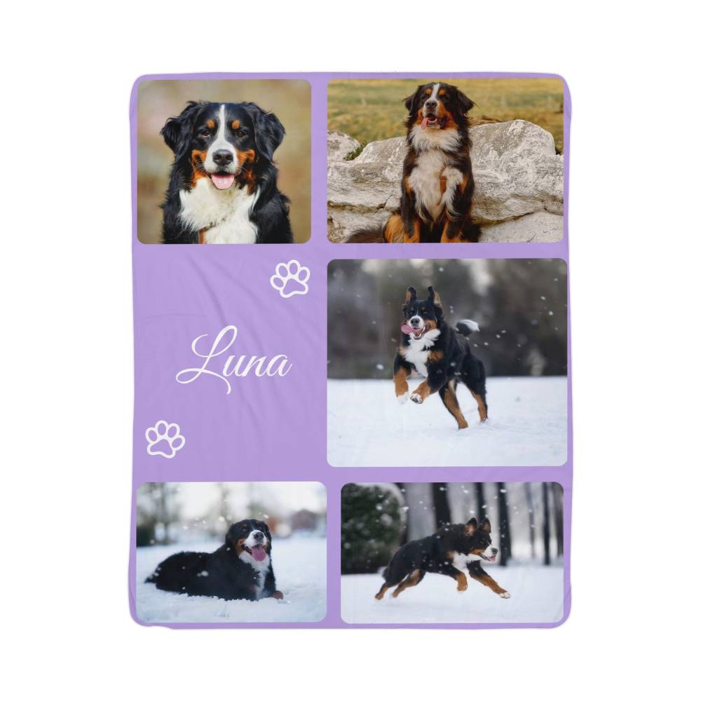 🐾  Personalized Photo Collage Blanket five photos - sherpa blanket