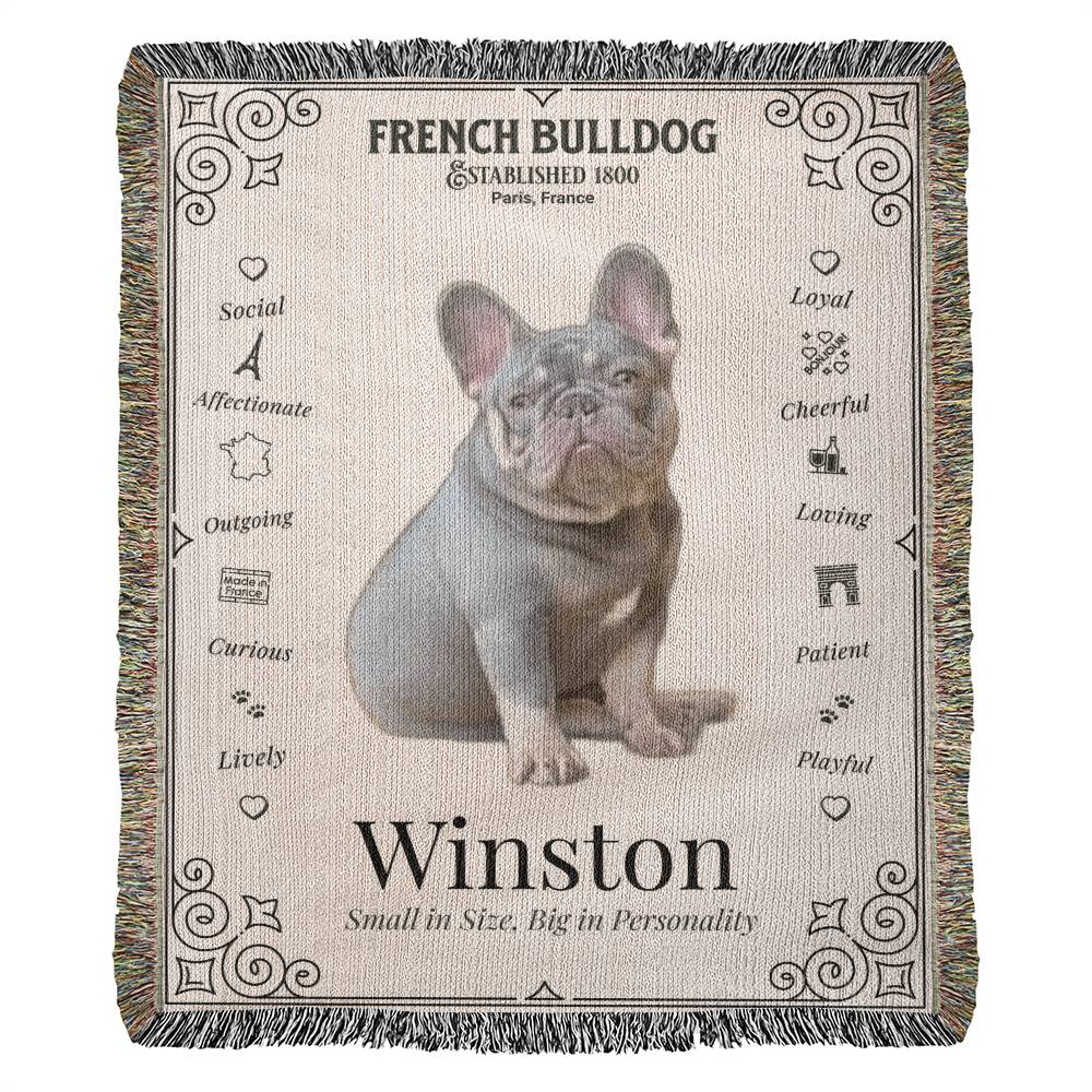 🐾 My Little Buddie Heirloom Woven Blanket – French Bulldog Edition - Doodle