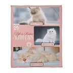 Personalized Multi-Cat Photo Blanket - Custom Cat Collage Fleece Blanket - 2-5 Cats Names & Photos