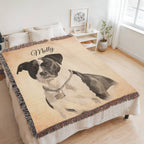 Custom Pet Portrait Heirloom Woven Blanket - Personalized Dog Photo Blanket