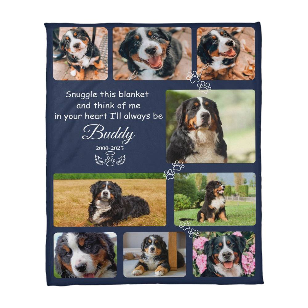 "Snuggle This Blanket and Think of Me" - Pet Memorial Fleece Blanket