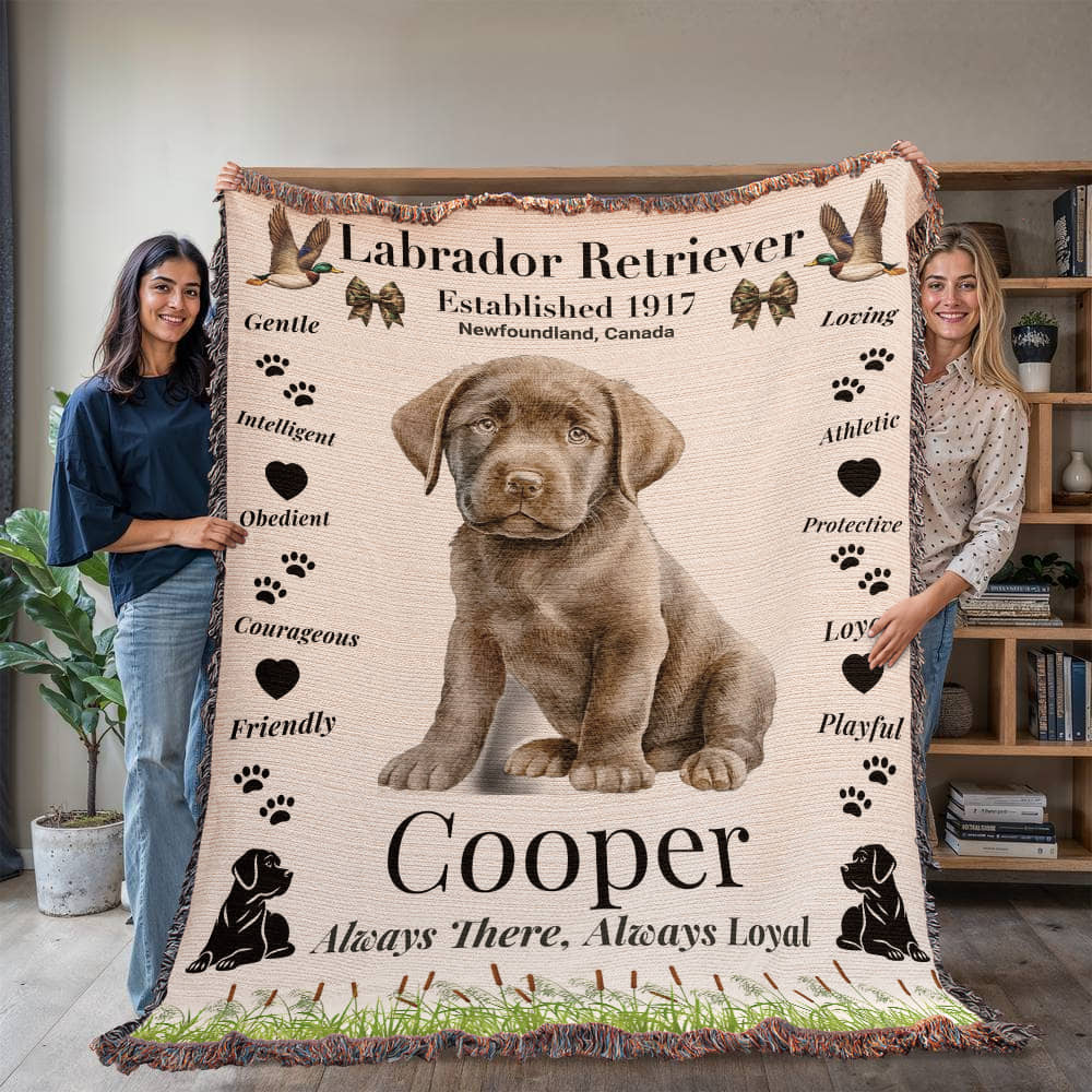🐾 Woven Blanket – Labrador Retriever - Hunter