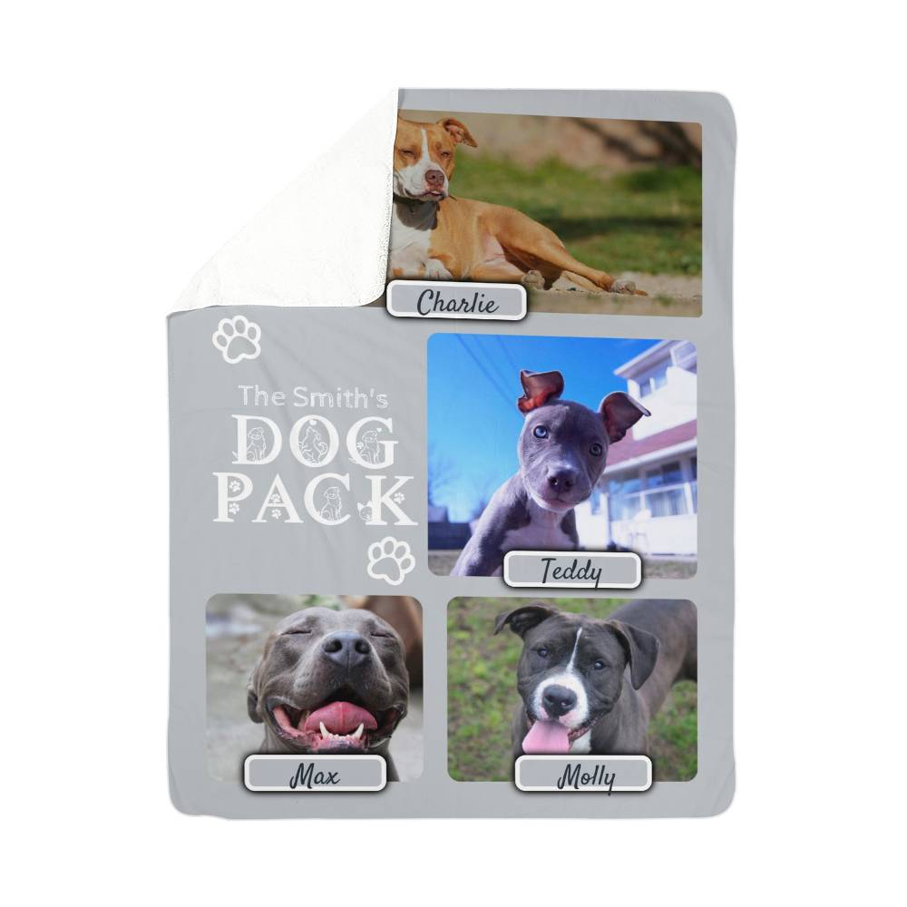 🐾  "The Dog Pack" Personalized Photo Collage - sherpa blanket