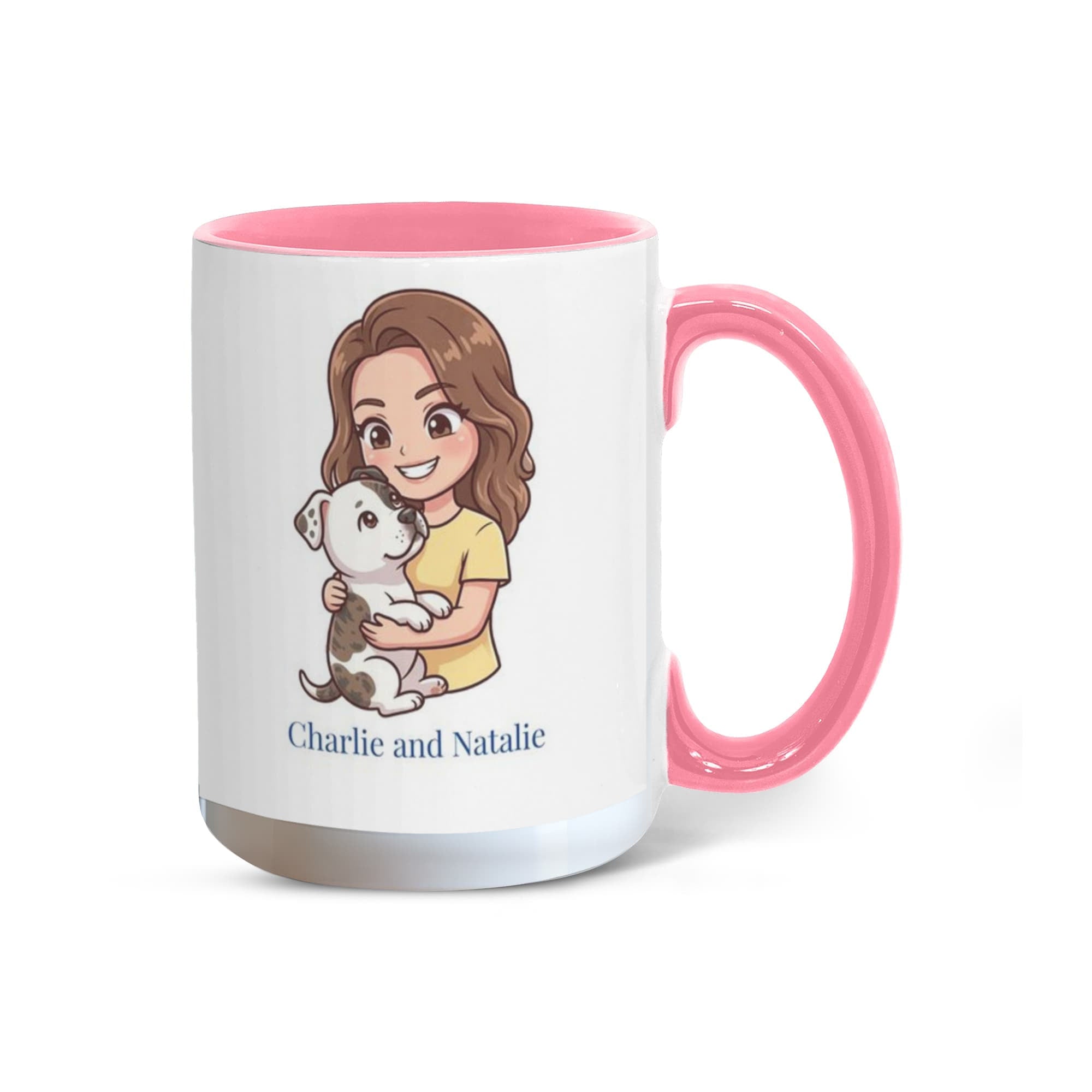 Personalized Dog Mom Coffee Mug – "Hot Girls Rescue Dogs" Chibi Style Custom Pet Portrait