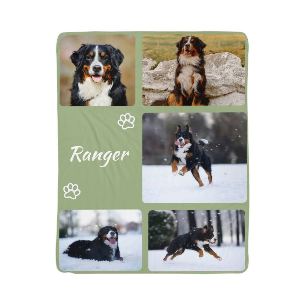 🐾  Personalized Photo Collage Blanket five photos - sherpa blanket