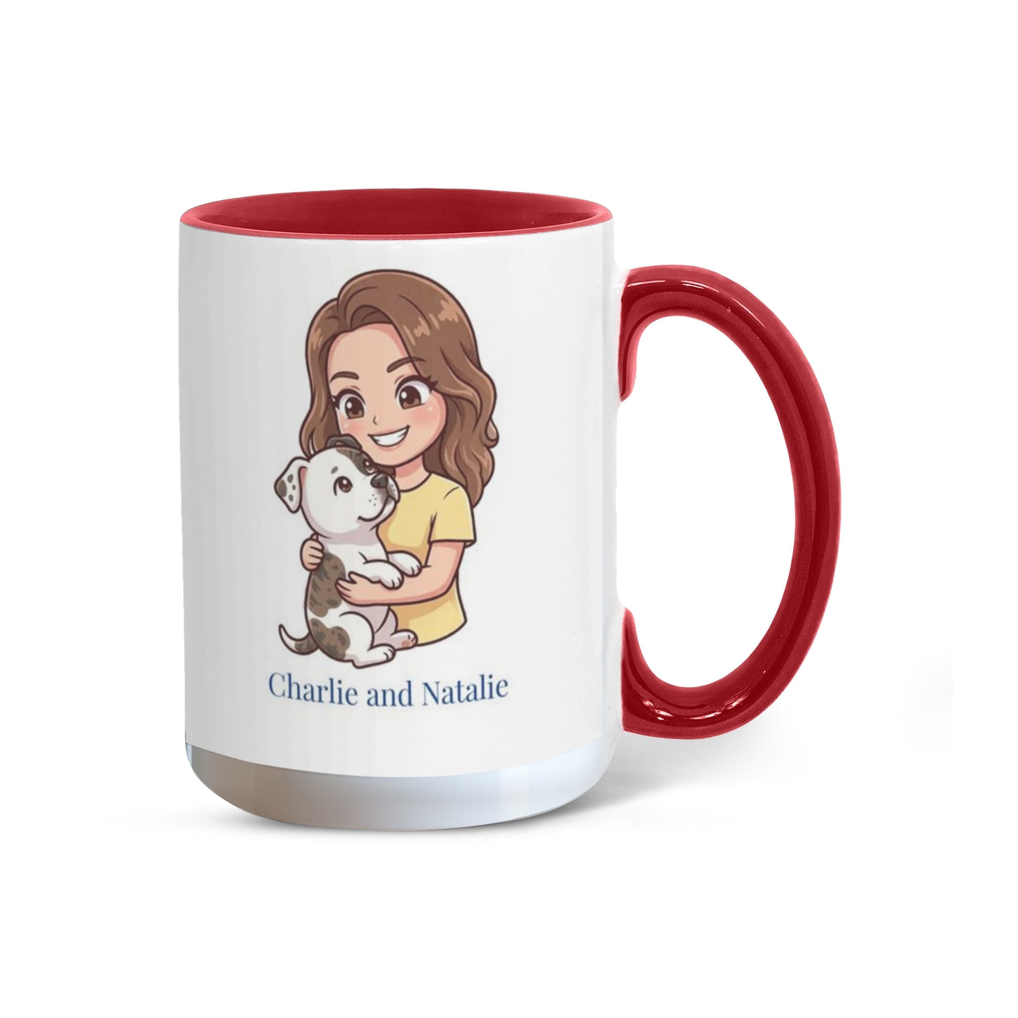 Personalized Dog Mom Coffee Mug – "Hot Girls Rescue Dogs" Chibi Style Custom Pet Portrait