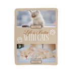 Decorative plaque with two cat images and text 'Life is Better With Cats' on a beige background.