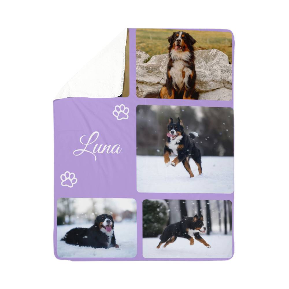 🐾  Personalized Photo Collage Blanket five photos - sherpa blanket