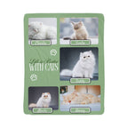 Product packaging with images of cats and text 'Life is Better With Cats' on a green background