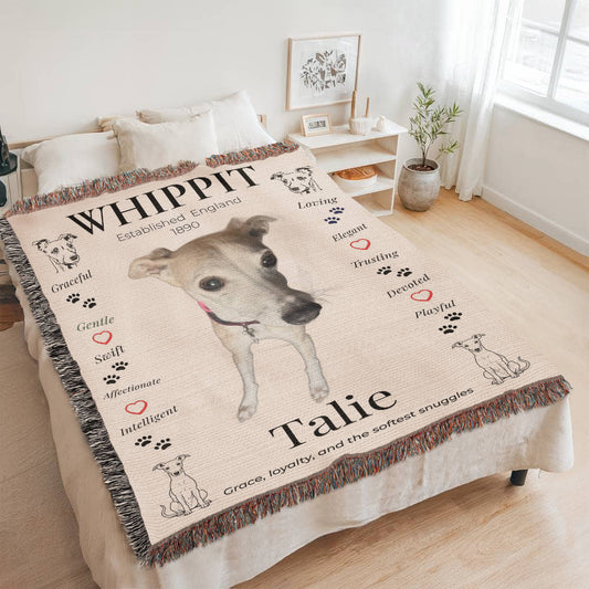 🐾 My Little Buddie Heirloom Woven Blanket – Whippet Edition - doodle
