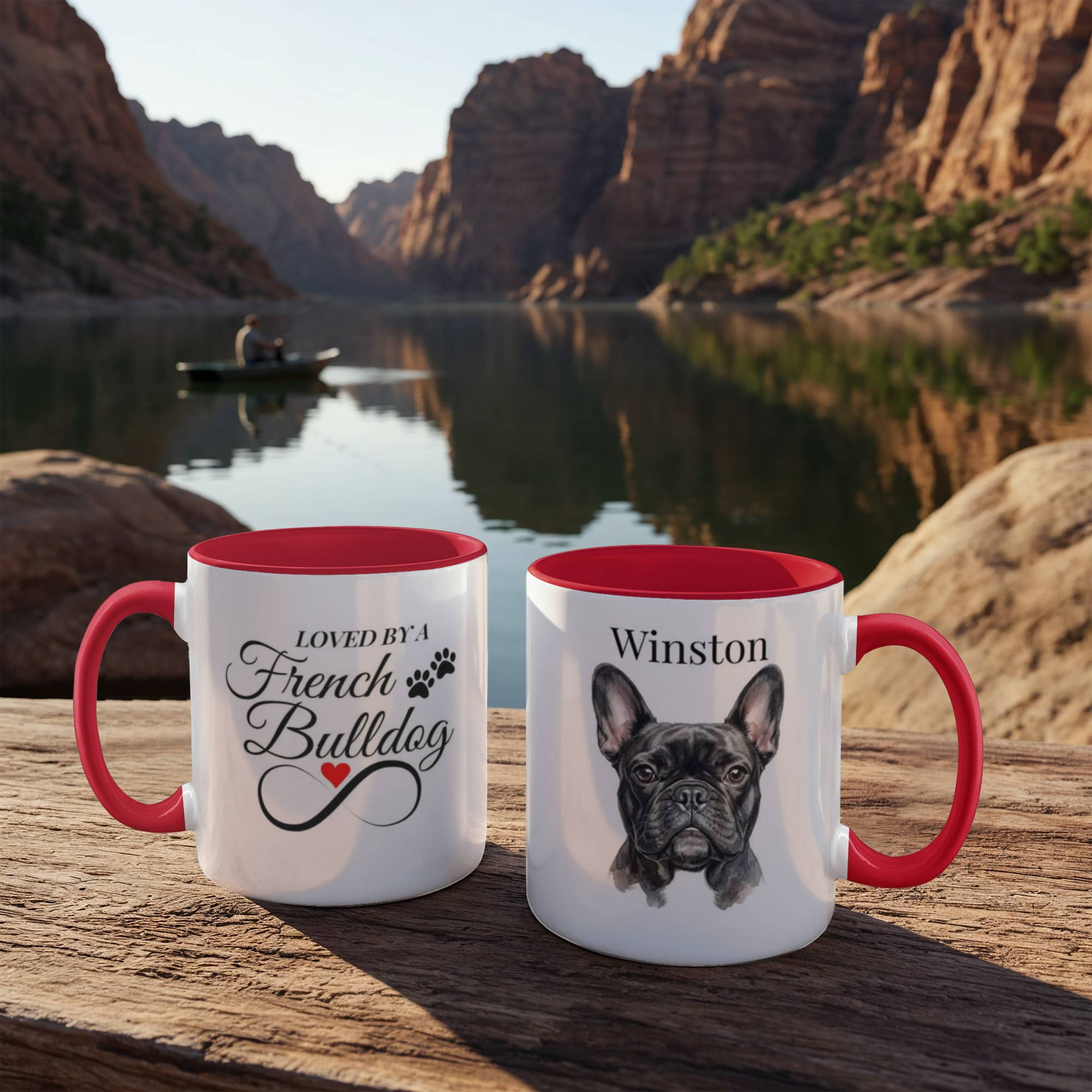 "Loved by a French Bulldog" Water Color Pet Portrait Coffee Mug