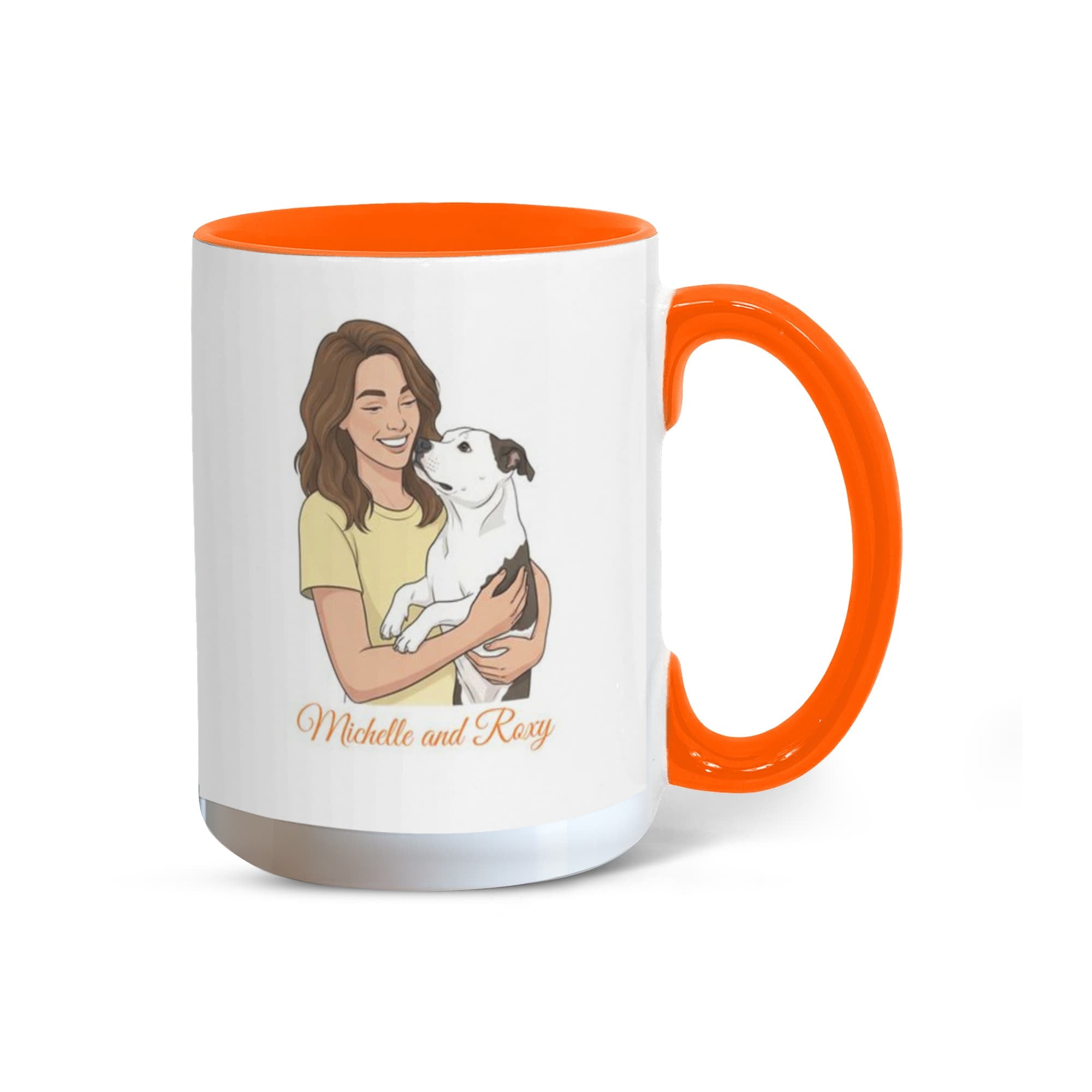 Personalized Dog Mom Coffee Mug – "Hot Girls Rescue Dogs" Custom Illustration with Mom & Dog