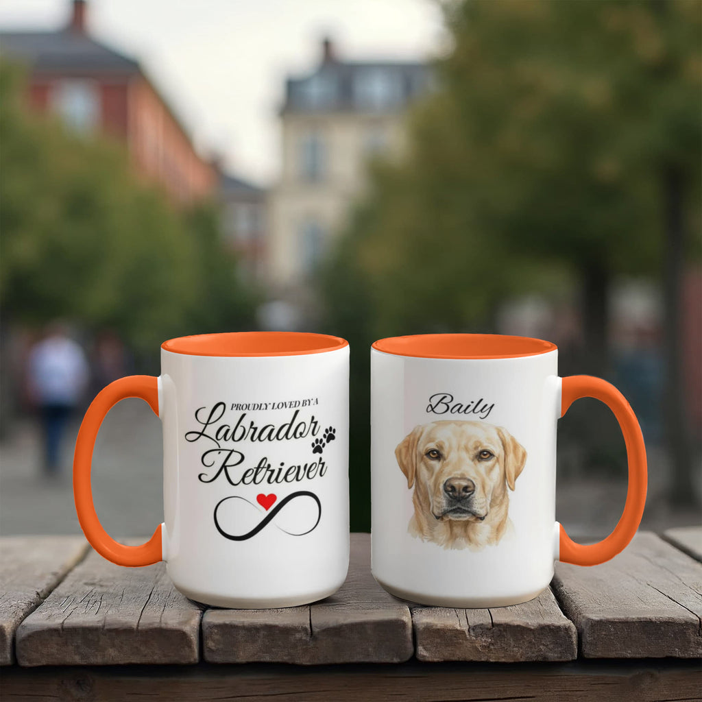 "Proudly Loved by my Labrador Retriever" Water Color Pet Portrait Coffee Mug