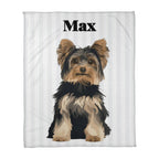 Blanket with a dog illustration and the name 'Max' on a white background