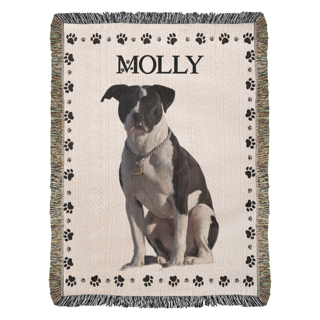 Woven Blanket personalized with paw Frame