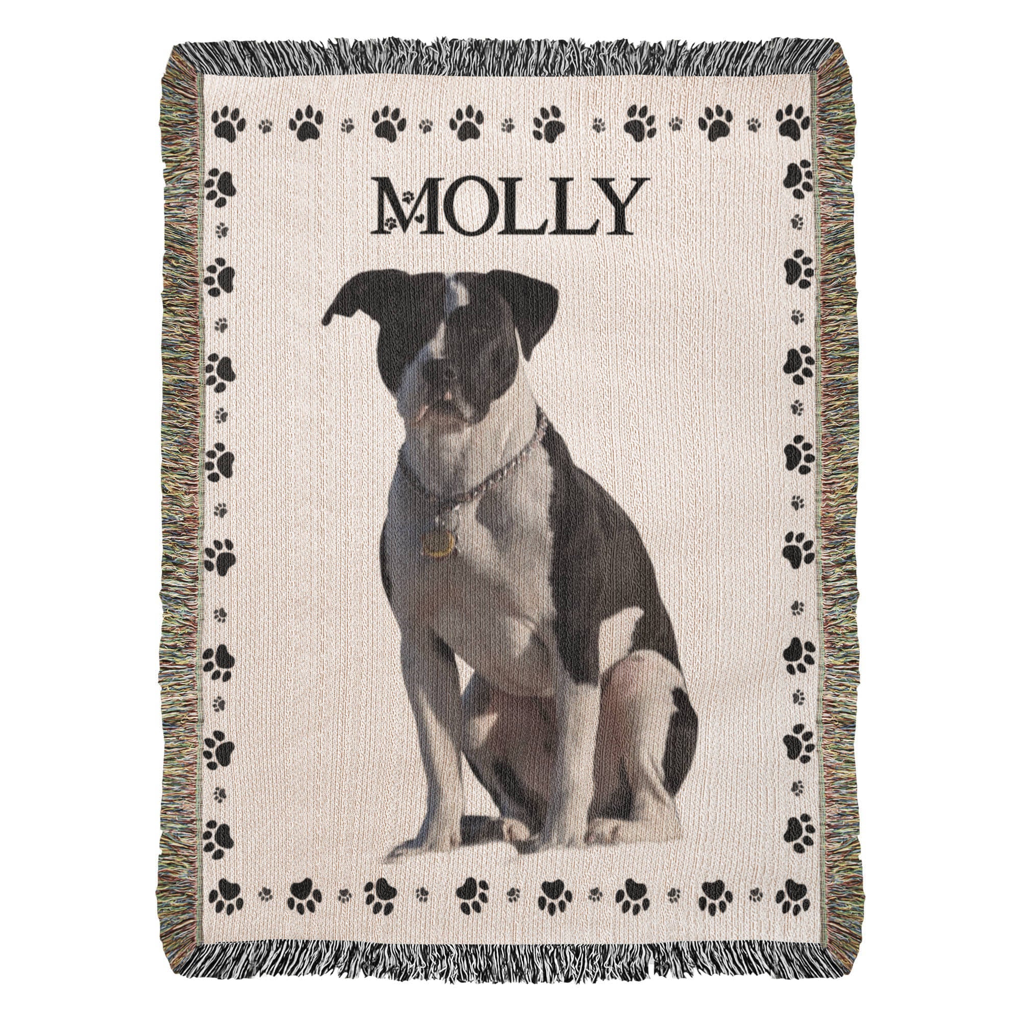 Woven Blanket personalized with paw Frame