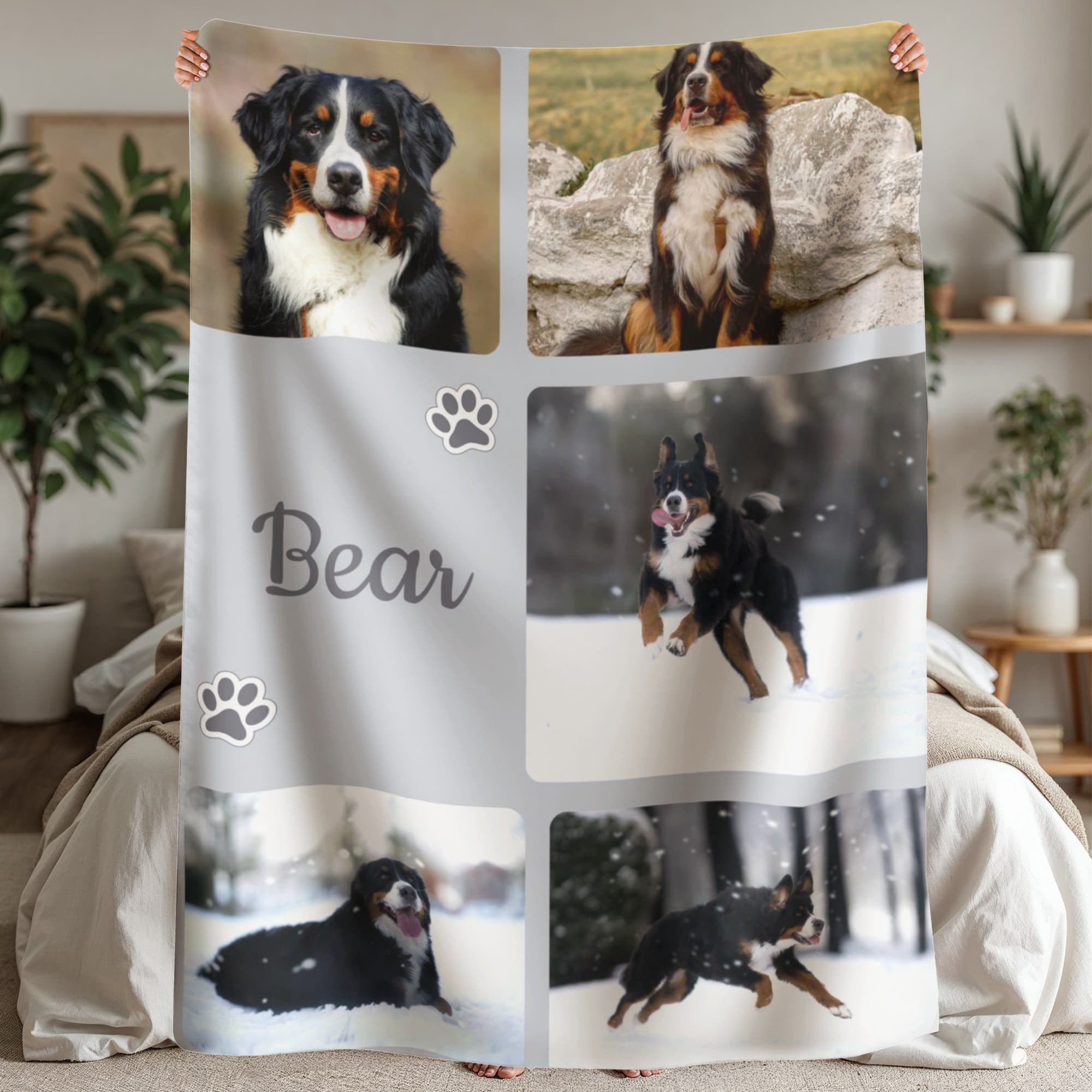 🐾  Personalized Photo Collage Blanket five photos - sherpa blanket