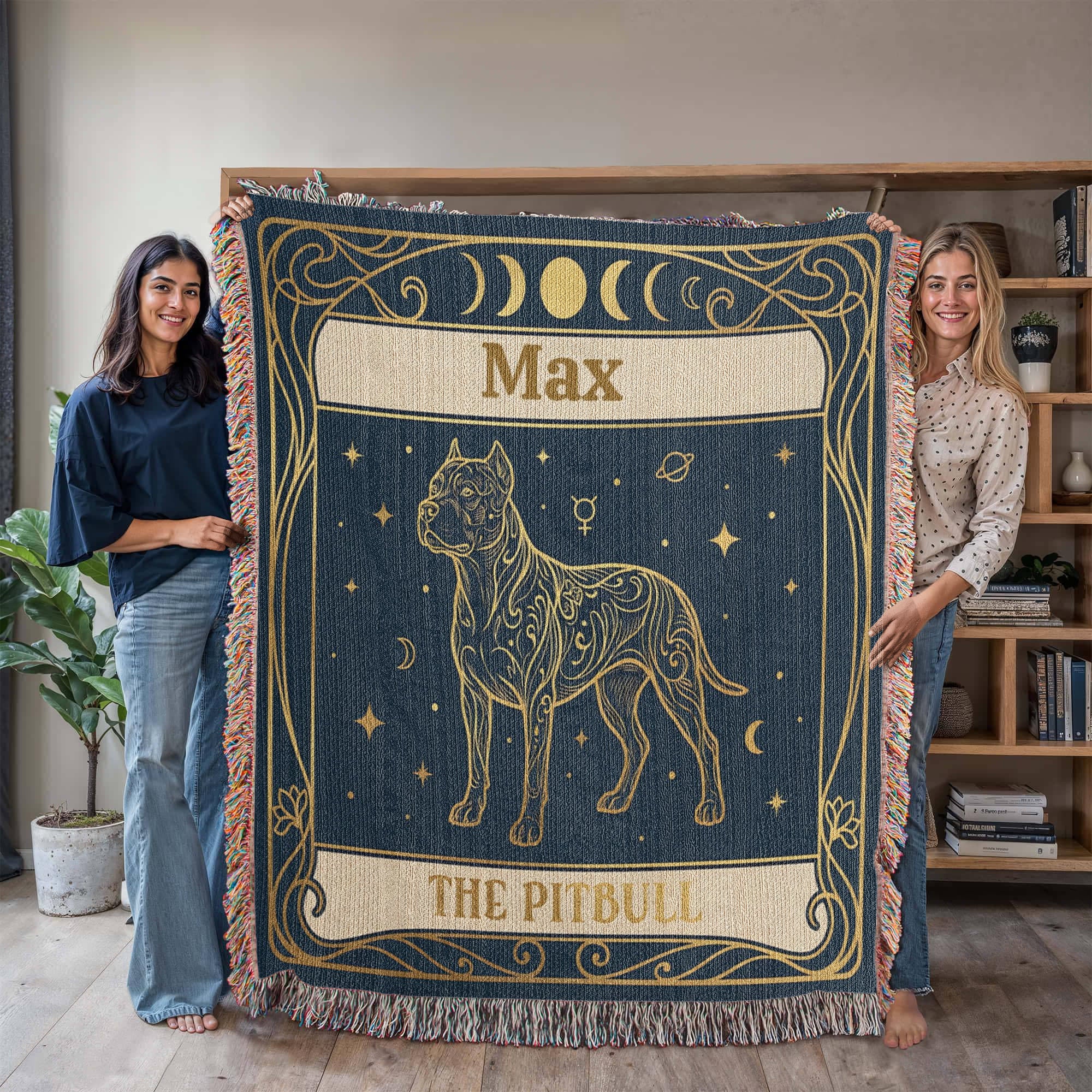 Personalized Pitbull Tarot Card -Woven Blanket