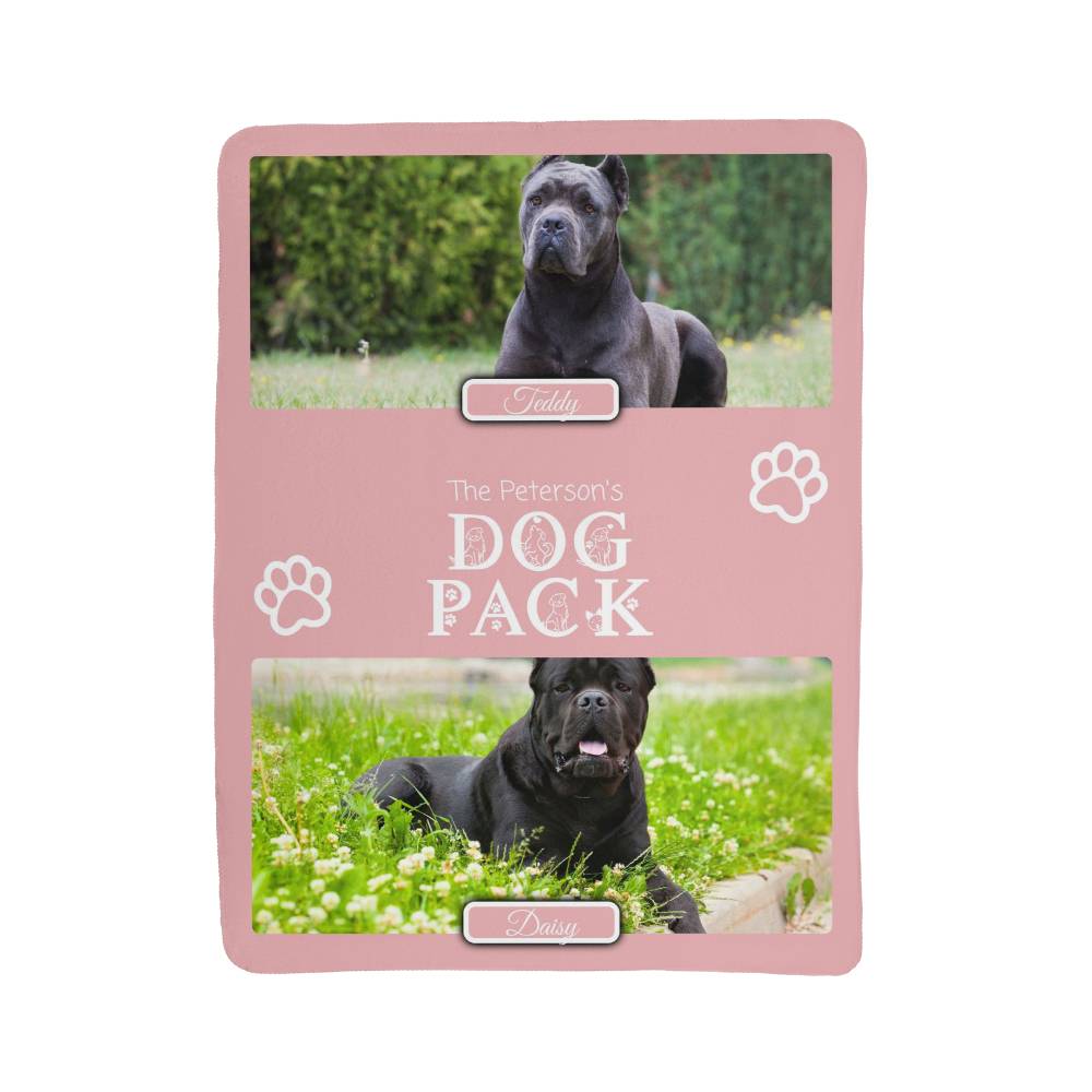 🐾  "The Dog Pack" Personalized Photo Collage - sherpa blanket