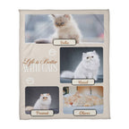Personalized Multi-Cat Photo Blanket - Custom Cat Collage Fleece Blanket - 2-5 Cats Names & Photos
