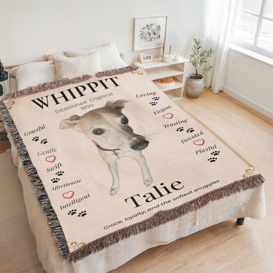 🐾 My Little Buddie Heirloom Woven Blanket – Whippet Edition