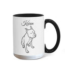 Mug with a dog illustration and 'Karen' text on a white background