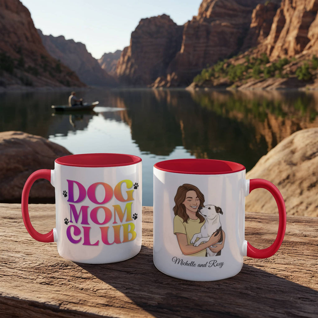 Retro Dog Mom Club Coffee Mug – Mom & Dog Illustration