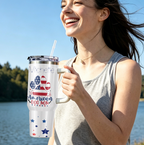 American Dog Mom Photo with Bandana 40oz Tumbler