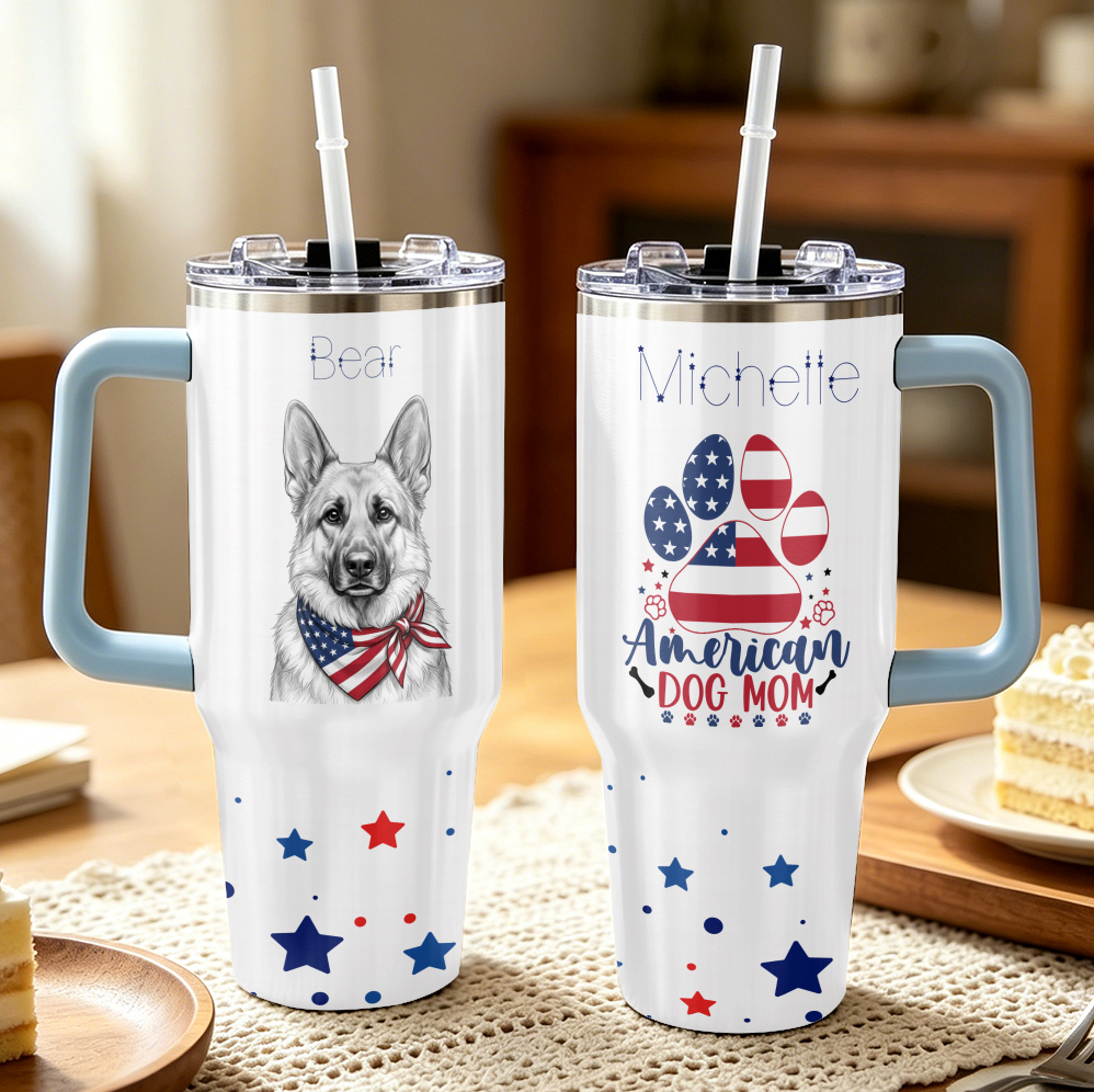 America's Dog Mom Personalized Sketch with Bandana 40oz Tumbler