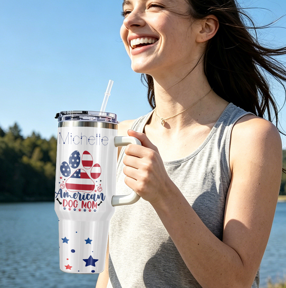 America's Dog Mom Personalized Sketch with Bandana 40oz Tumbler