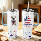 American Dog Mom Photo with Bandana 40oz Tumbler