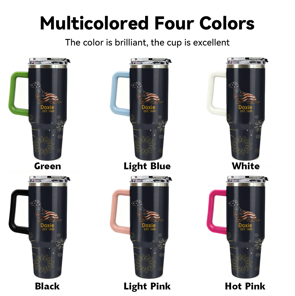 Fireworks Dachshund – 40 oz. Tumbler with Handle