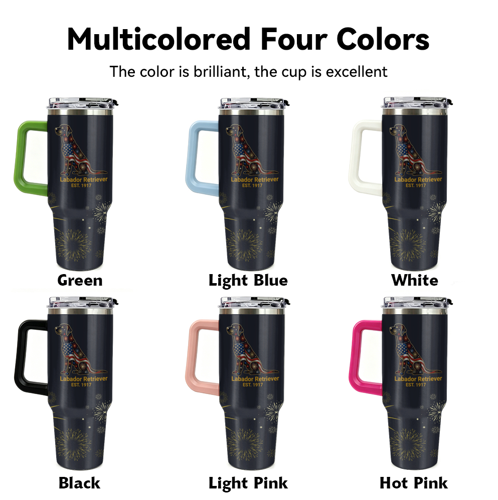 Fireworks Labrador Retriever – 40 oz. Tumbler with Handle